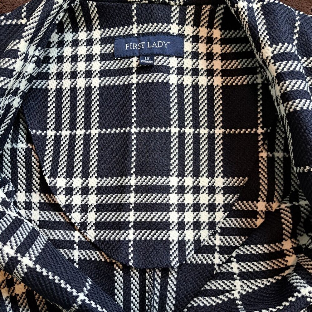 First Lady Checker Blazer Jacket Size 12 - Picture 6 of 11